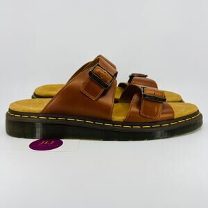 Dr. Martens Men's Josef Oak Analine Leather Buckle Comfort Slide Sandals Size 13